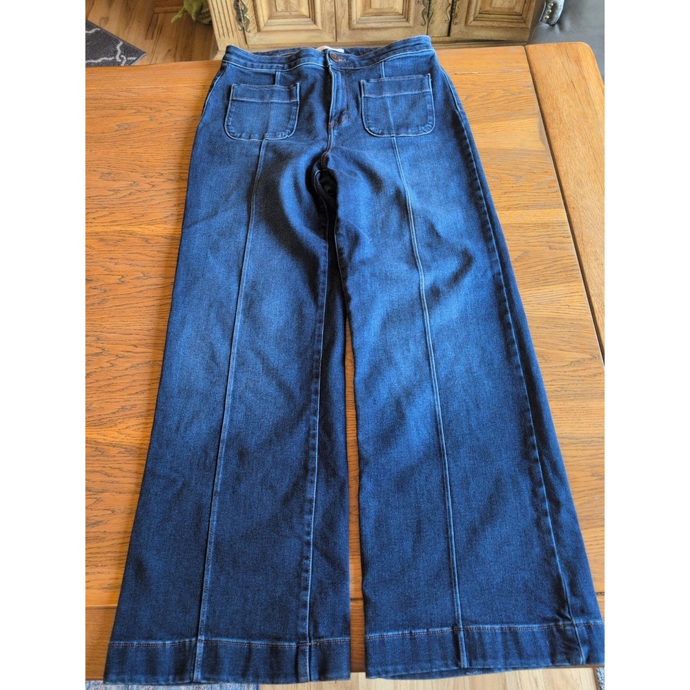 Lauren Conrad‎ Jeans Women's 14 Wide Leg Patch Pockets Blue Boho Hippie 32 x 31